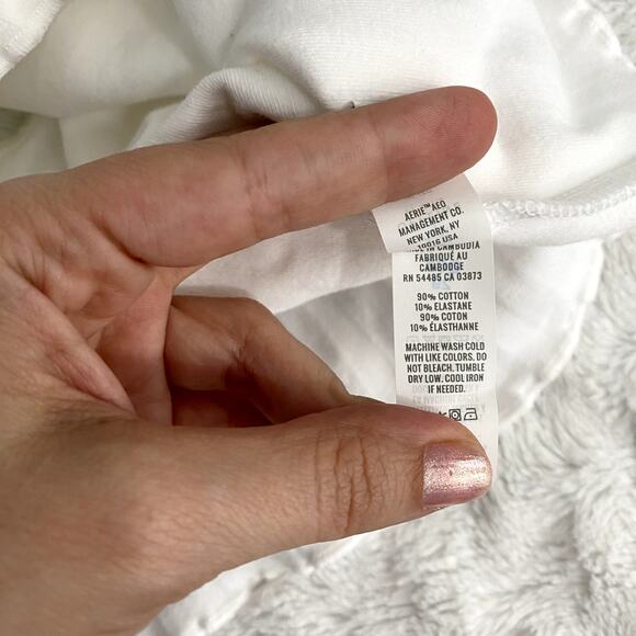 NEW Aerie Offline White Ribbed OG Groove Lettuce Hem Crop Top XL - Picture 4 of 7